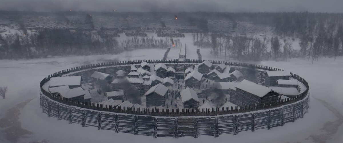 Зимний, идеально круглый Козельск в фильме, источник - яндекс картинки