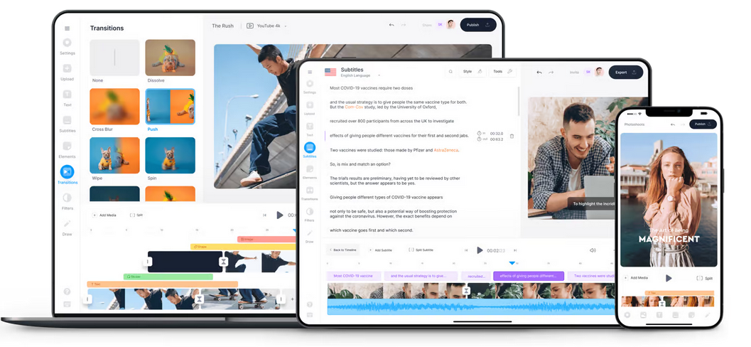 Интерфейс видеоредактора VEED