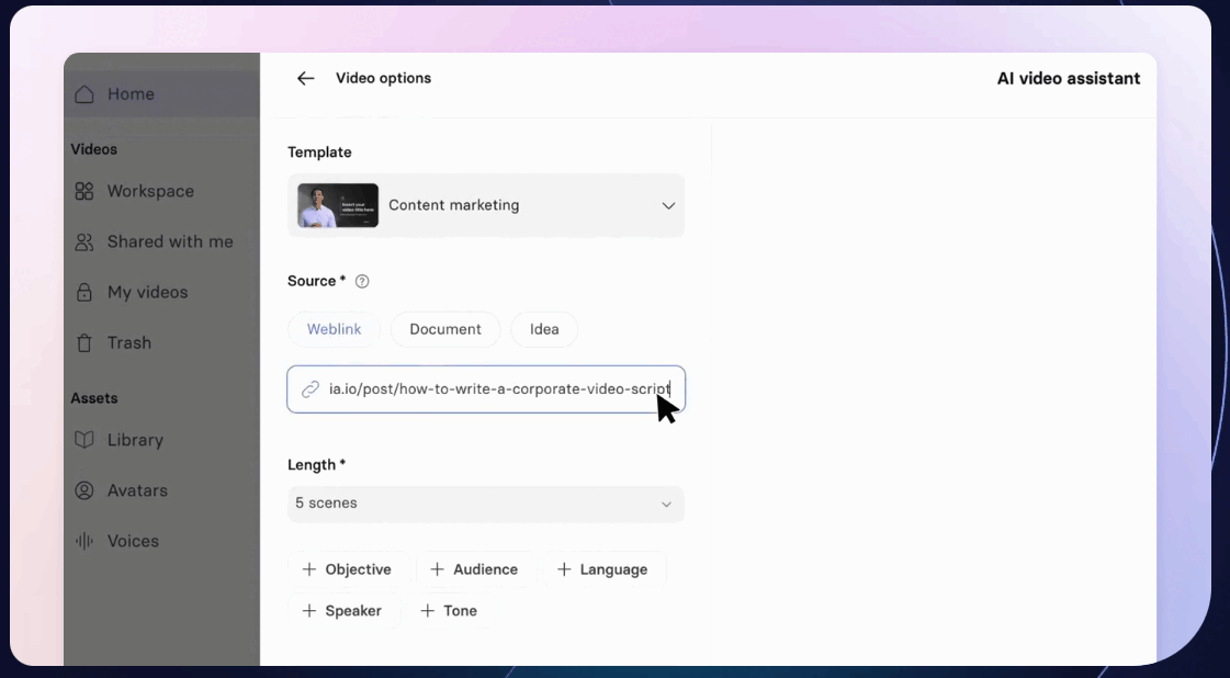 Процесс создания видео с аватаром в Synthesia