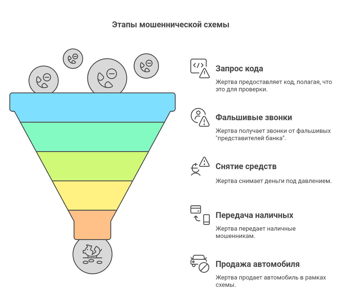 Этапы мошеннической схемы