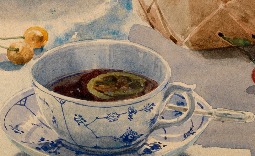 Фрагмент акварели, созданной великой княгиней Ольгой Александровной Куликовской-Романовой в датской эмиграции. Частная коллекция