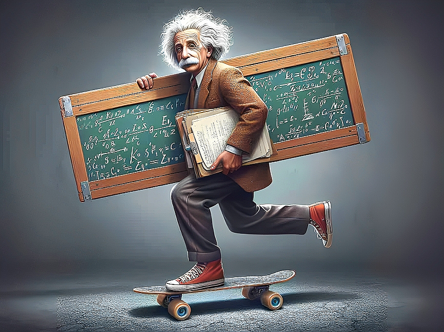 Эйнштейн — скейтбордист.