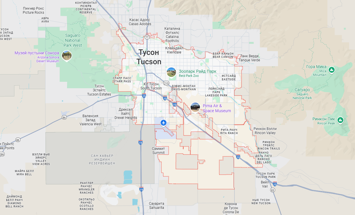 Тусон на карте