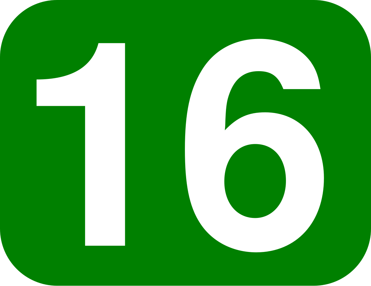 Фото - https://en.wikipedia.org/wiki/File:16_white,_green_rounded_rectangle.svg
