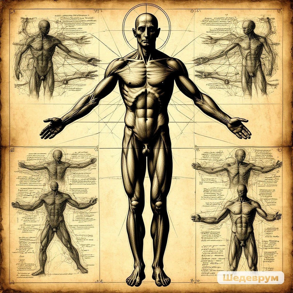 Вариант 1. Нейросеть в стиле Витрувианского человека Леонардо да Винчи