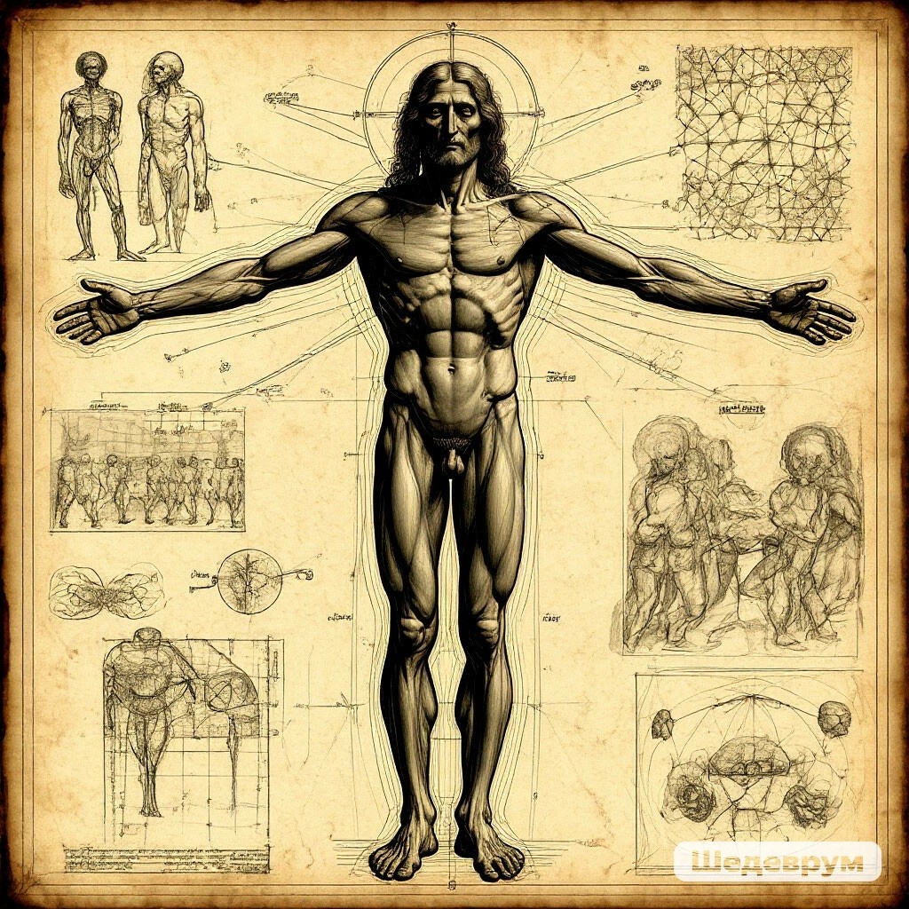 Вариант 2. Нейросеть в стиле Витрувианского человека Леонардо да Винчи