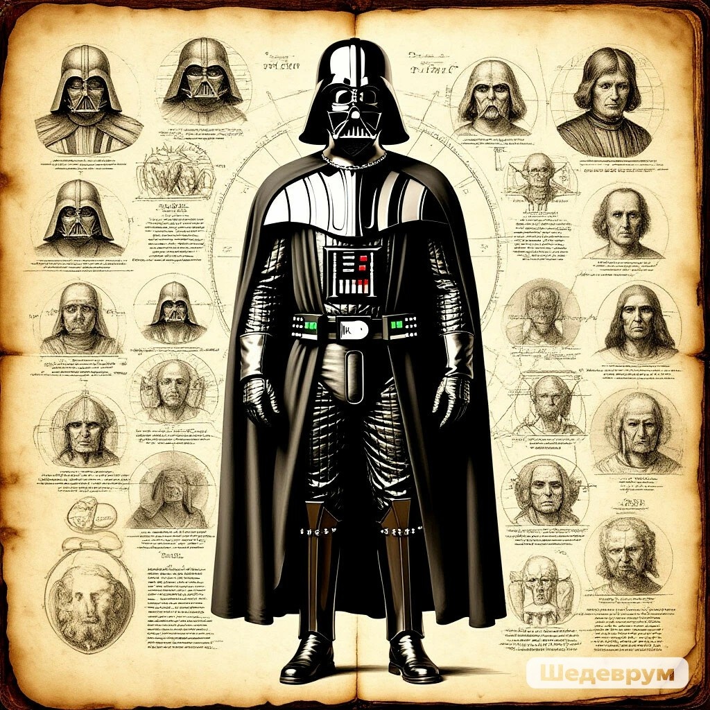 Вариант 1. Дарт Вэйдер в стиле Витрувианского человека Леонардо да Винчи