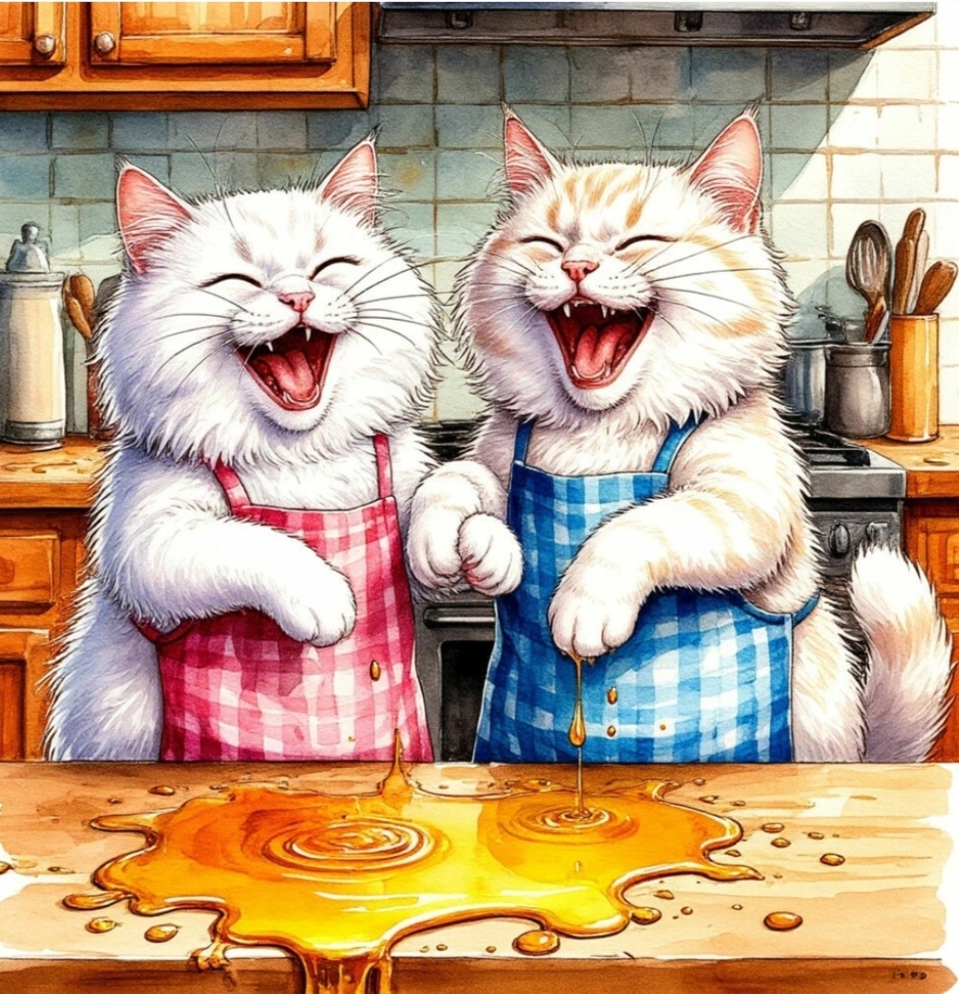 Котики разлили масло