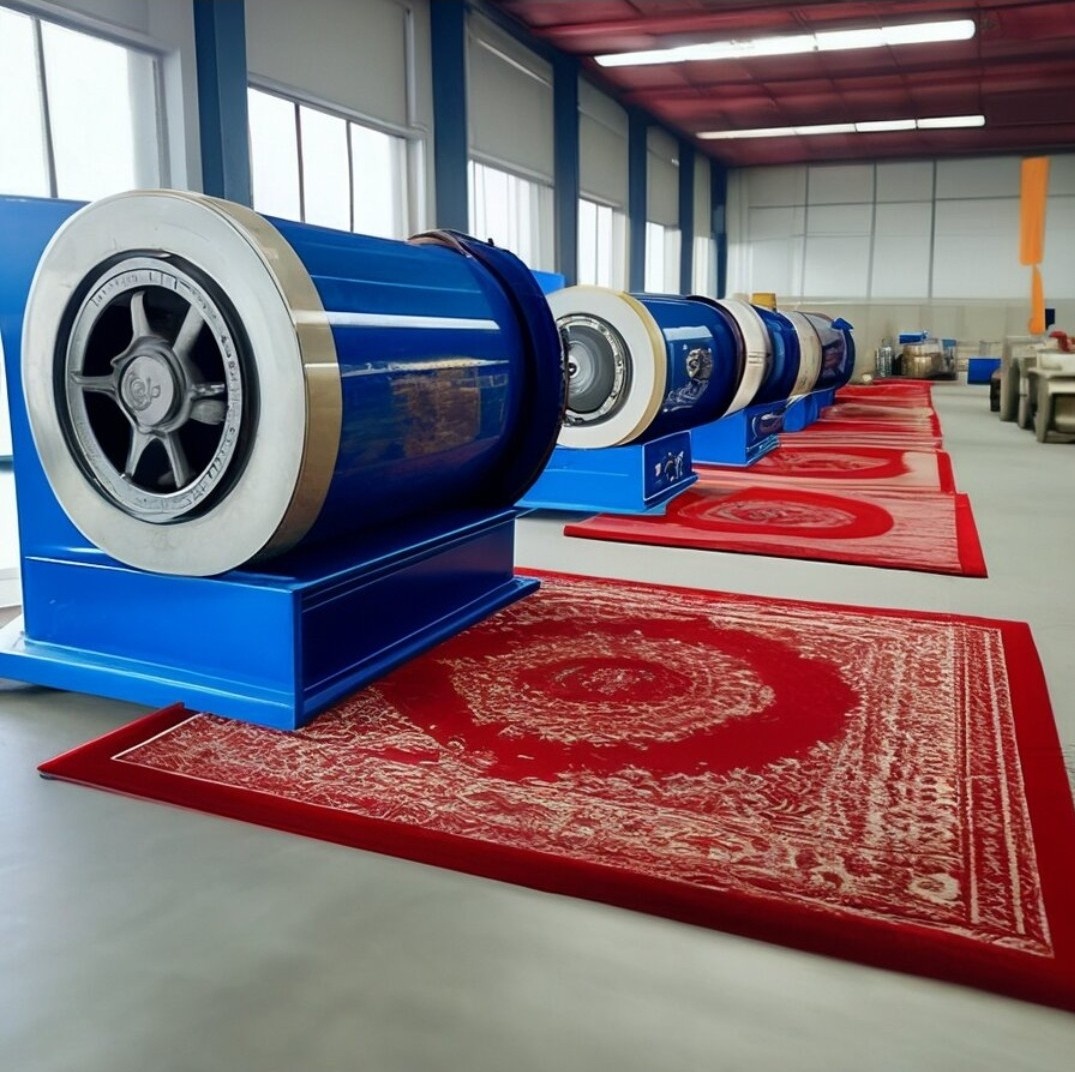 Пример действующей рекламы стирки ковров в Кемерово - результат работы нейросети: такого оборудования для стирки ковров не существует. 