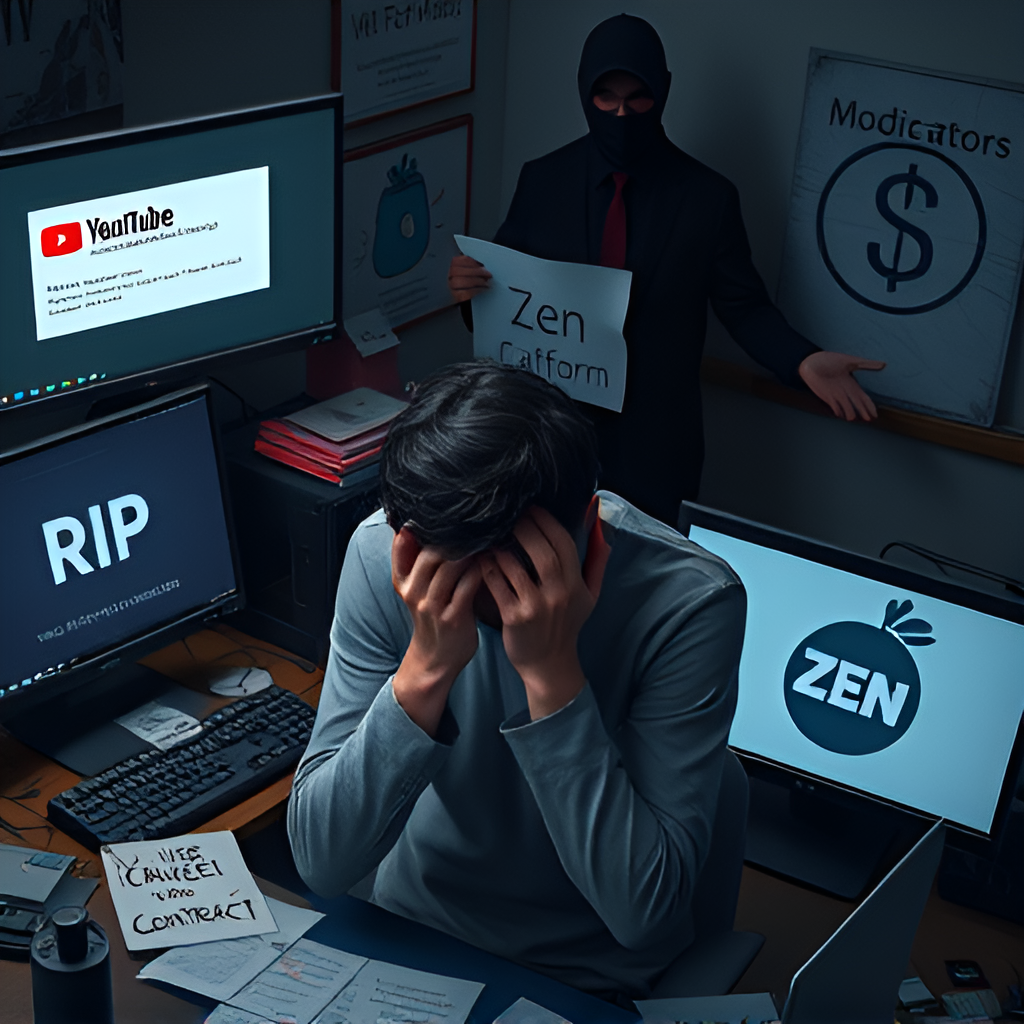 Так ИИ сгенерировал картинку на запрос: Дзен опрокидывает блогеров