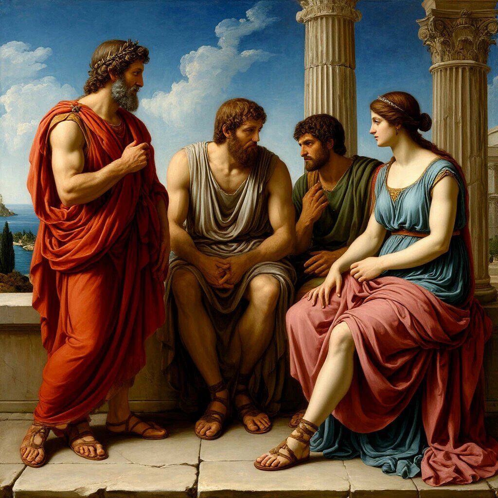 Запрос был - Аристотель, Одиссей и Пенелопа. "Гомера забыла!" - добавил от себя Шедеврум.