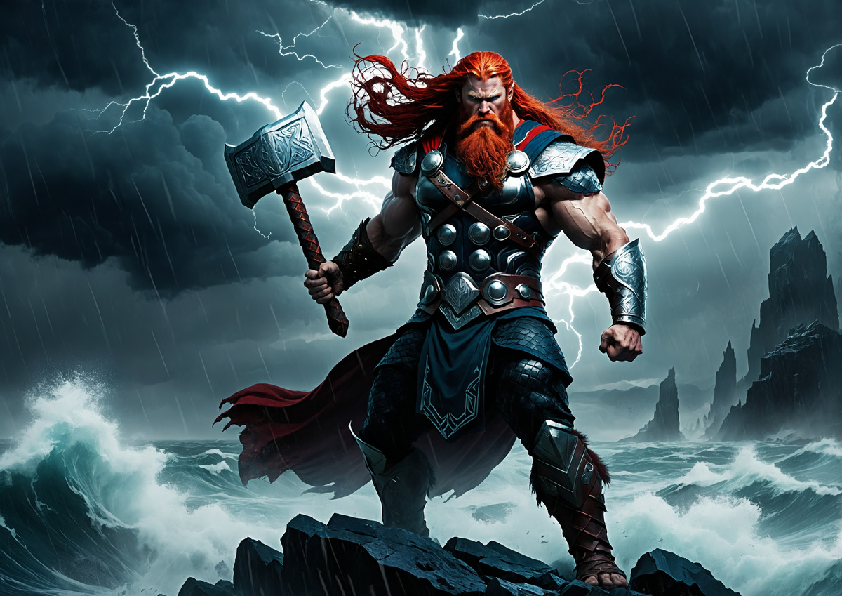 Тор — сын Одина, бог грома, молнии и войны. 