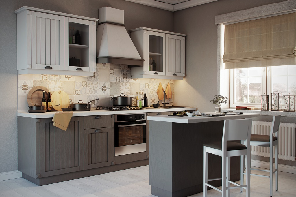 Кухня с островом Кантри