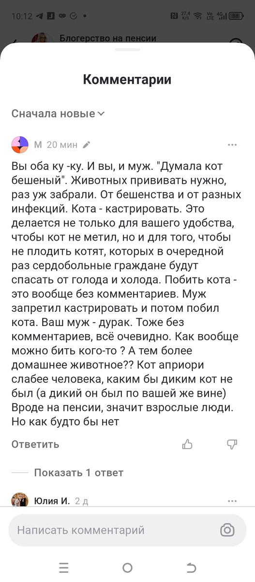 Скриншот от непонятно какой буквы "М", под ней скрывается очень «умный человек» 😁, попросту — хам