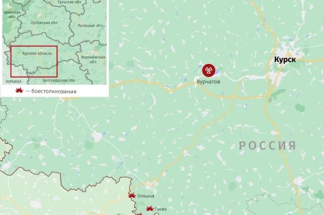    Карта боестолкновений в Курской области на 3 апреля 2025 года