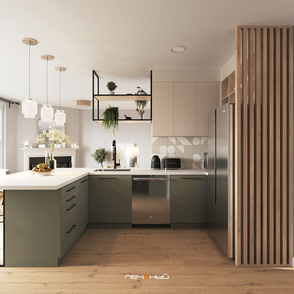 Дизайн кухни-гостиной