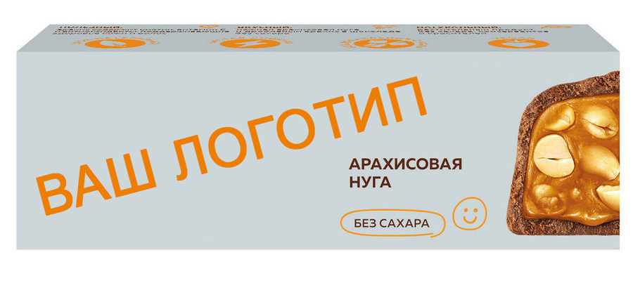 Экобатончики из кокоса, арахиса, фиников и ягод в веганском шоколаде с логотипом на День здоровья