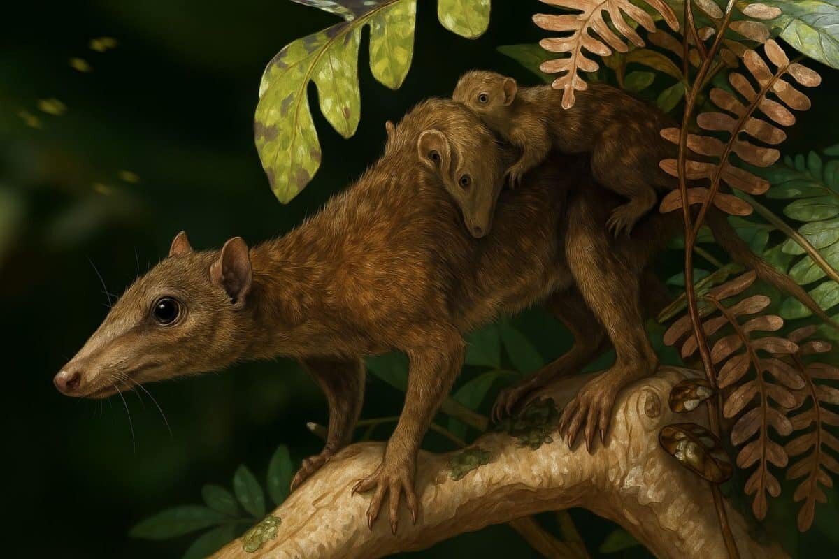    Dryolestes — позднеюрский родственник млекопитающих териев (сумчатых и плацентарных), живших в меловом периоде / © James Brown, courtesy of Pamela Gill, AI Chat GPT