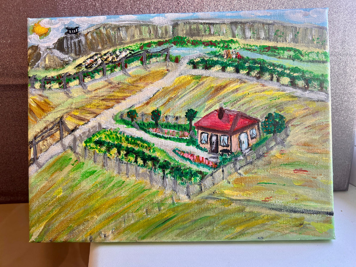 Первый ландшафт -рисунок на холсте