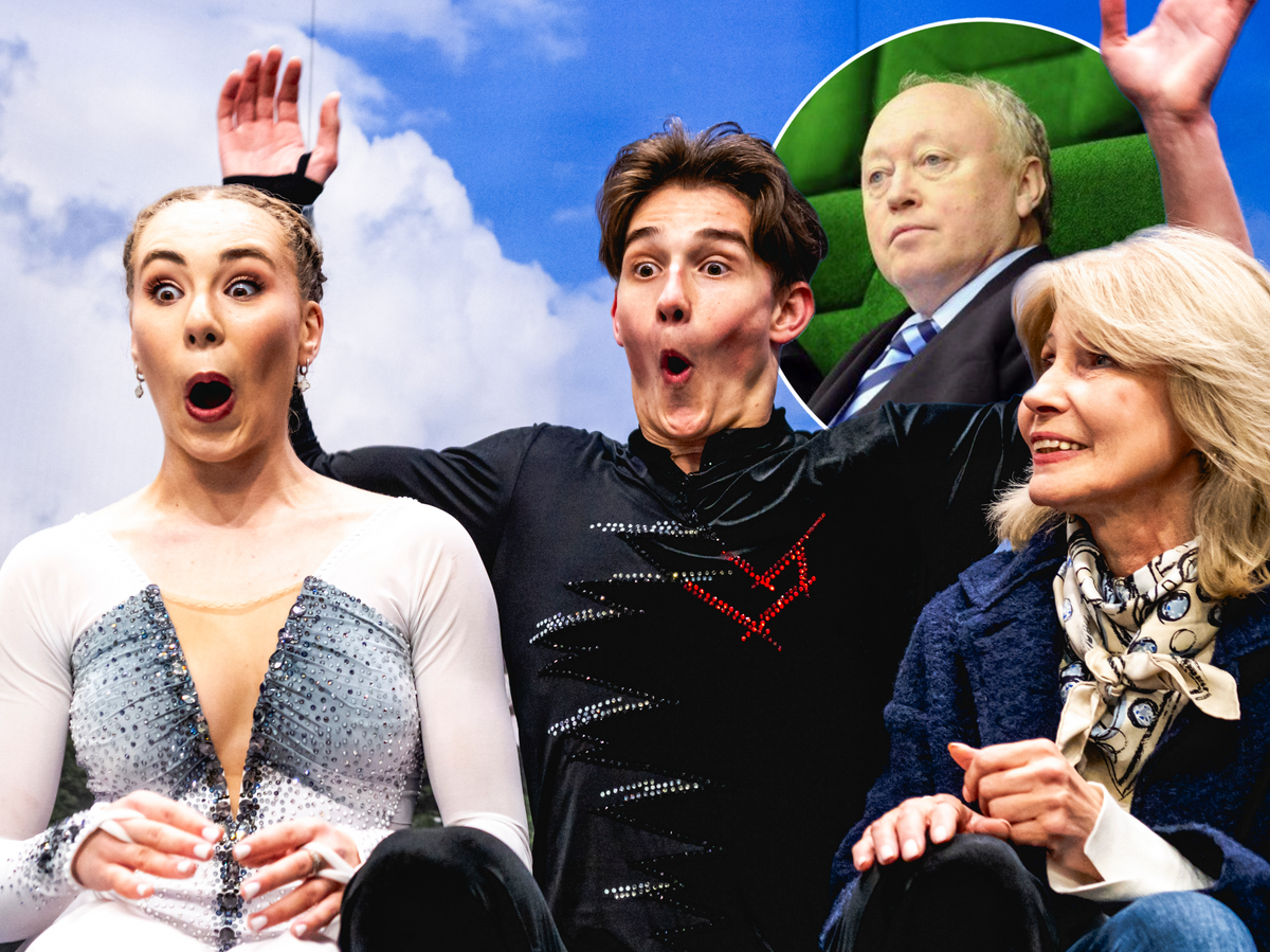    Фигуристы Ирина Пидгайная и Артем Коваль с тренером и судья Юрий Балков© Getty Images