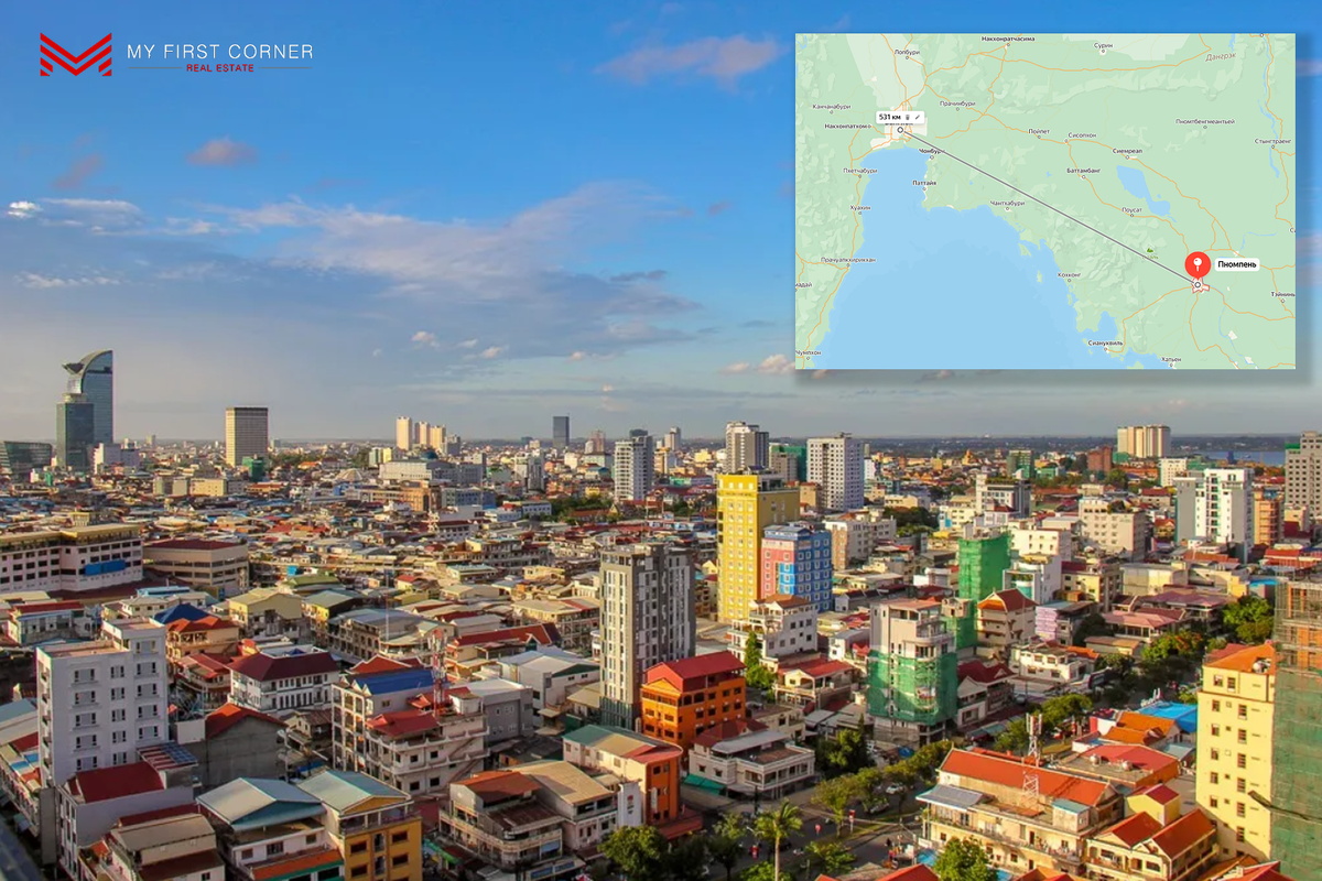 Пномпень находится в 351 км от Бангкока, заметные подземные толчки недавнего землетрясения до него не докатились
