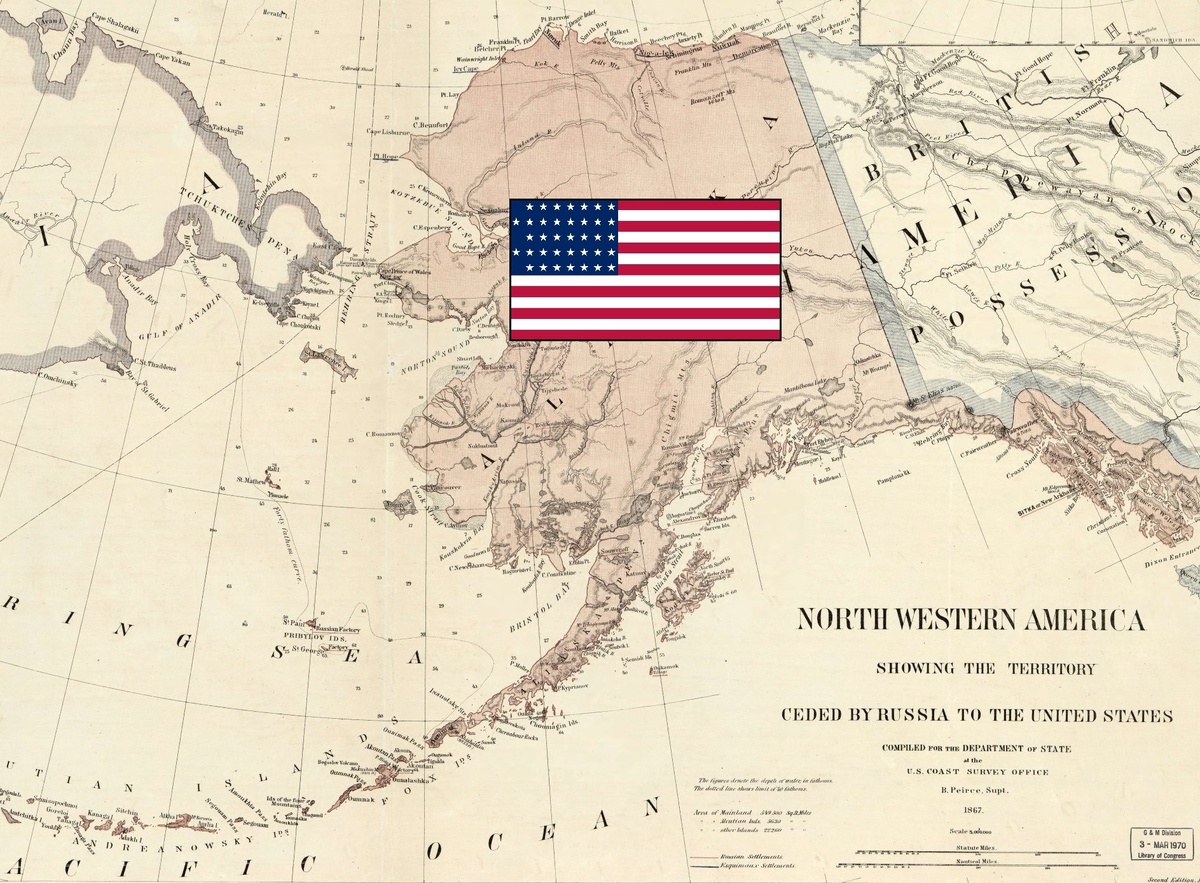 Карта проданной Аляски. 1867 год.