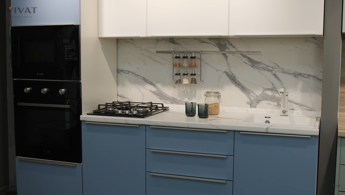 Кухня Фьюжн в цвете Silky Blue/Silky White