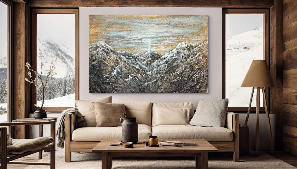 Картина с горами в интерьере