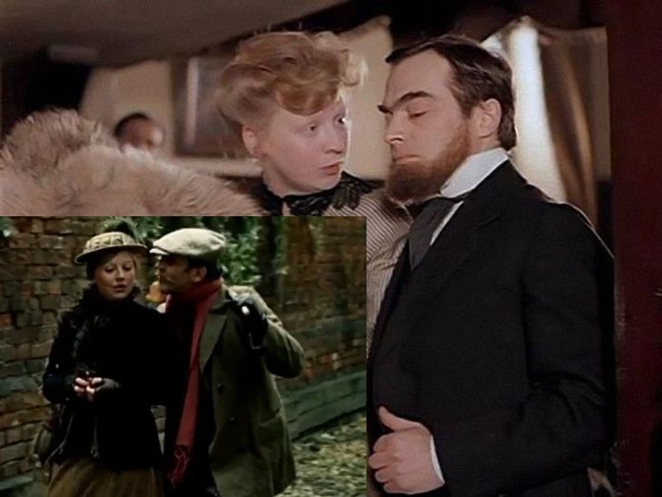 Коллаж кадров из фильмов Масленникова о Холмсе 1979 и 1981 гг.