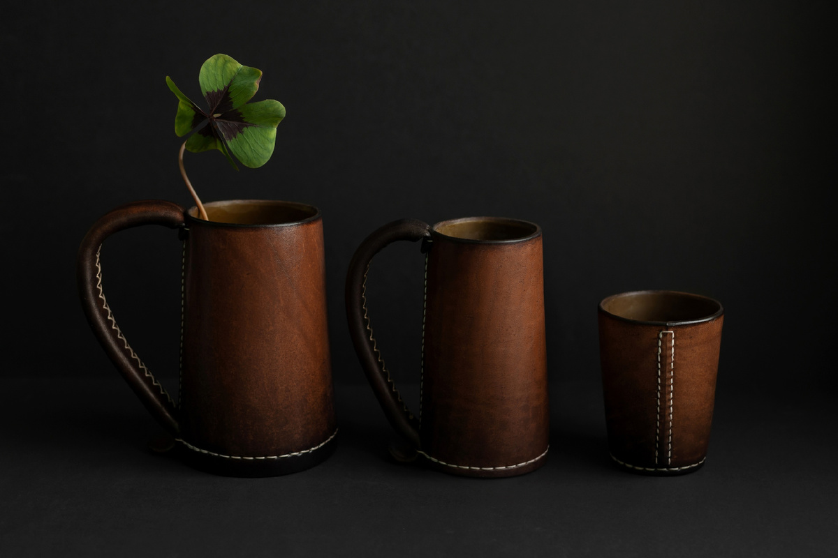 Кружки из настоящей кожи по старинной технологии