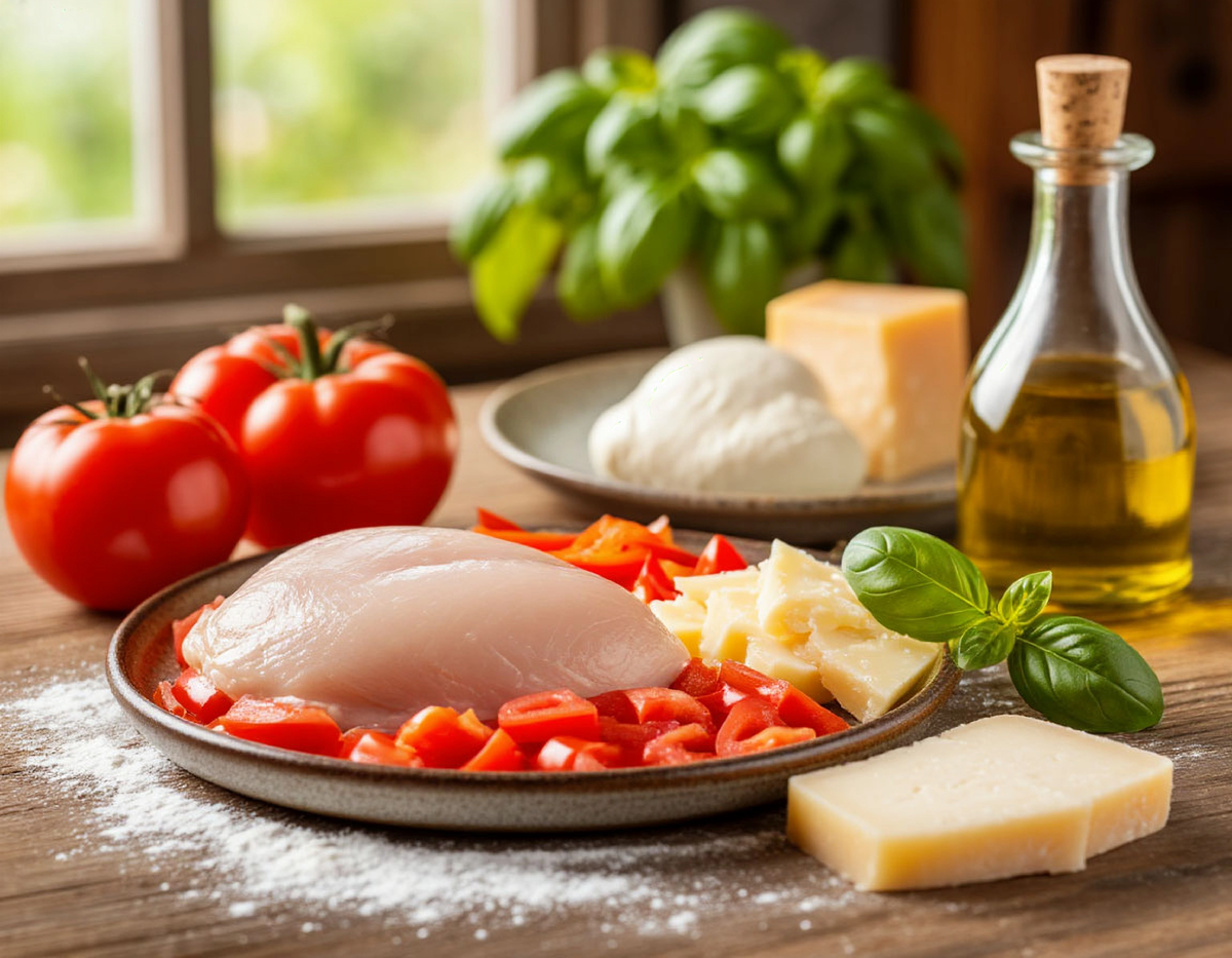 Пицца, приготовленная дома, это очень уютно! Пицца с куриным филе отлично подойдёт к обеду или ужину. На аромат пиццы соберётся вся семья.