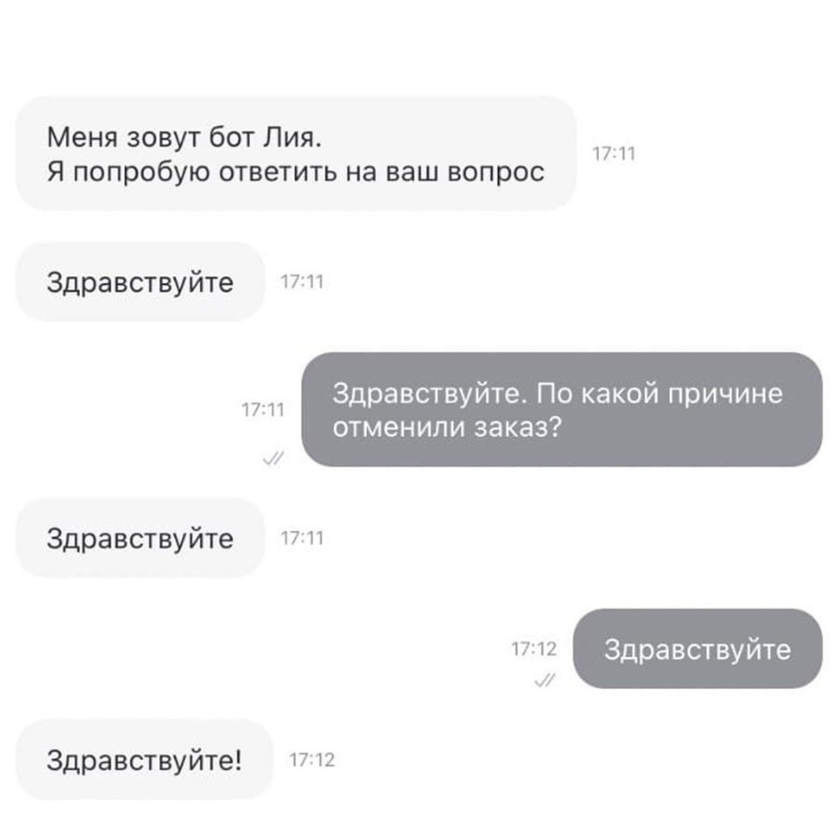 Баг чат-бота при общении с клиентом