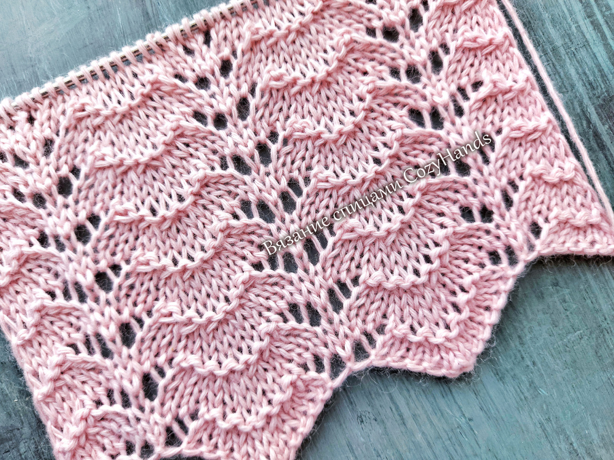 Красивый ажурный узор спицами