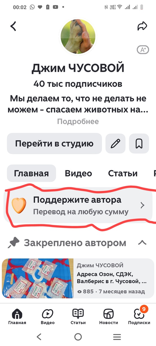 Нажимаете ПОДДЕРЖИТЕ АВТОРА 