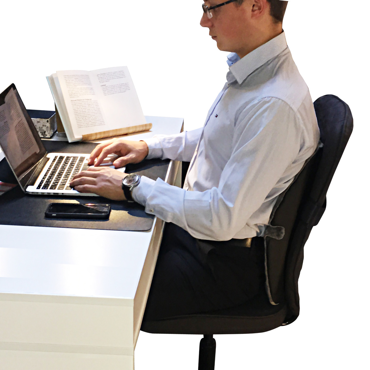 Правильная посадка при боли в спине, и для профилактики боли в спине, с прогибом поясницы вперед