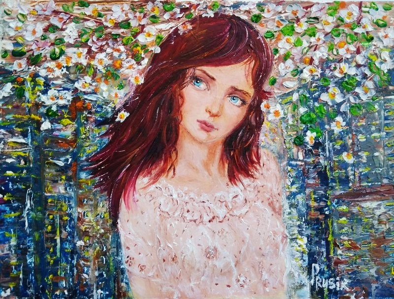 картина автора Любови Прусик - "Нежность", 20х15, картон, масло