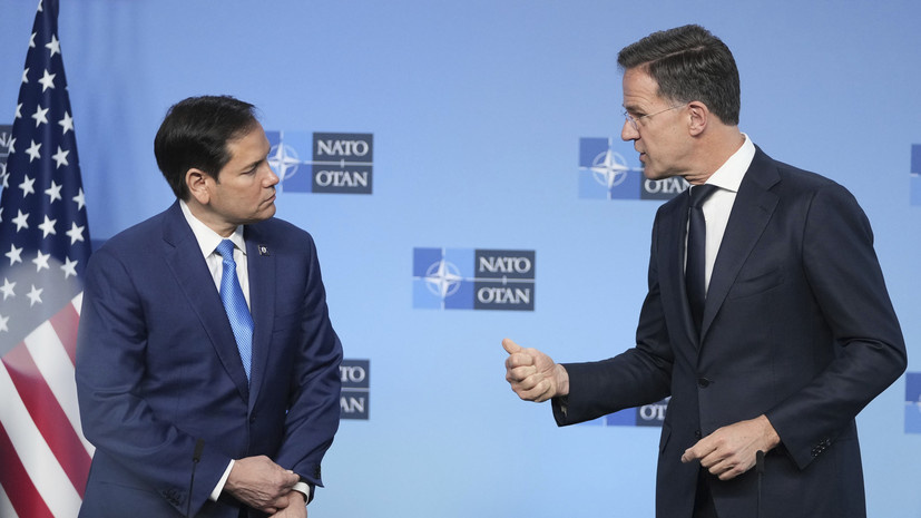     Глава Госдепартамента США Марко Рубио и генсек НАТО Марк Рютте AP Virginia Mayo
