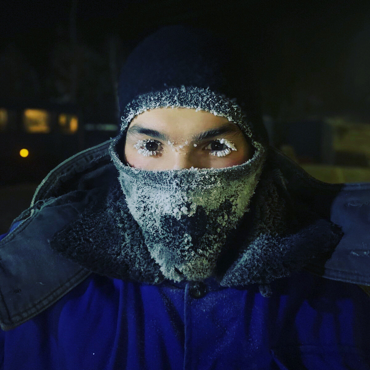 Очень большой минус на улице и теплое дыхание