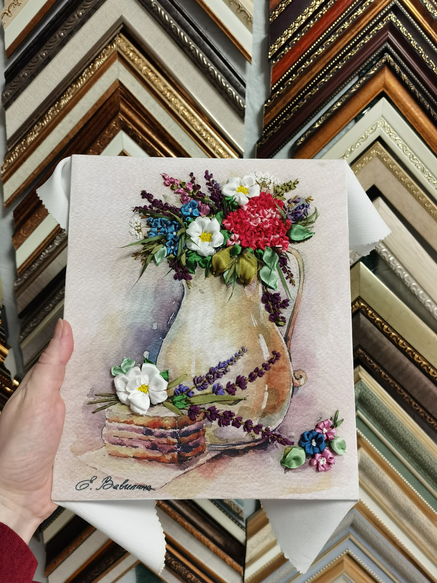 Вышивка лентами в багетной мастерской Галерея РА