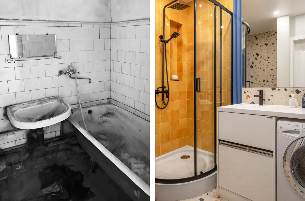 На фото: интерьер санузла в квартире 43 кв.м в г. Москве. Дизайнер: Галина Овчинникова; стилист: Игорь Чванов; фотограф: Максим Канакин