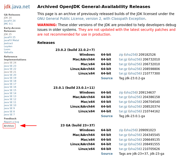 Архив релизов