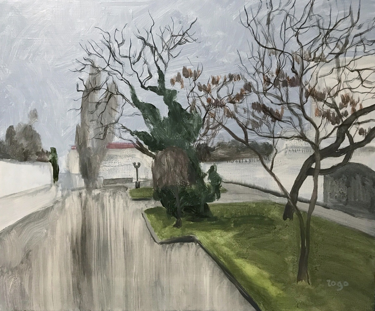 Пасмурная набережная. 2023 г., материалы: холст, акрил, размер: 50 х 60 см. Источник:  https://artsreda.ru