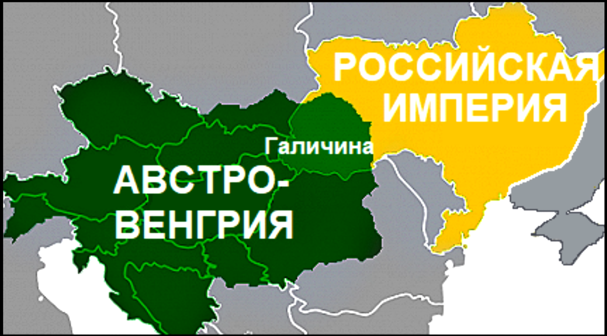 Карта Астро-Венгрии и Галичины на конец 19 века в границах соврменных государств (карта обработана автором этой статьи)