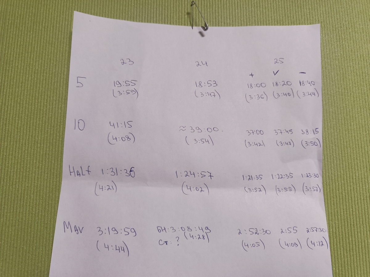 Указаны лучшие результаты за 23 и 24 годы и планируемые на 2025 год. Ну и три варианта оценки: отлично, хорошо, удовлетворительно. Уже полгода висит на самом видном месте (среди прочих напоминаний) 