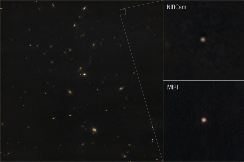 Наблюдения James Webb за астероидом 2024 YR4 с помощью камер NIRCam и MIRI. Фото: NASA / ESA