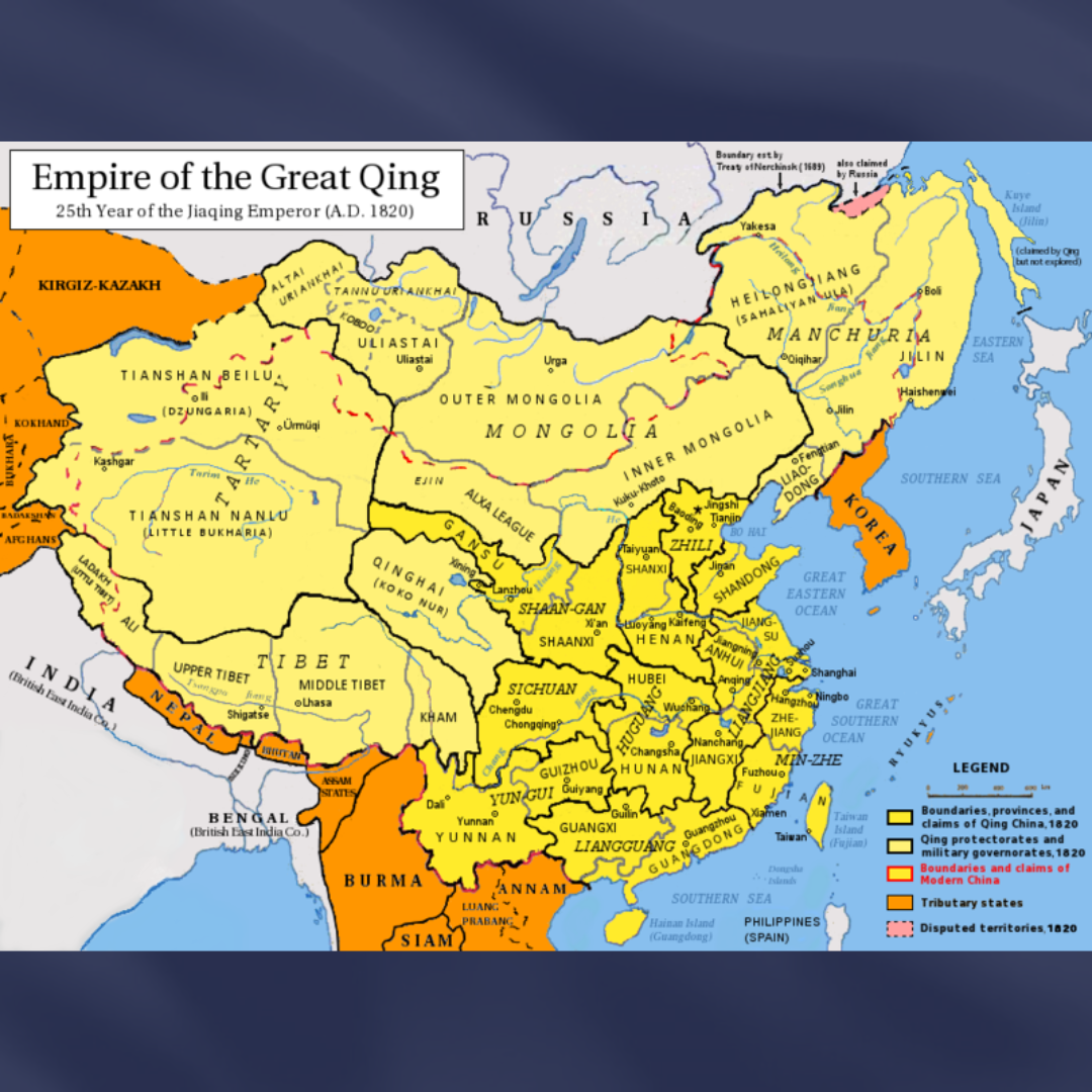 Карта империи Цин на начало XIX века
