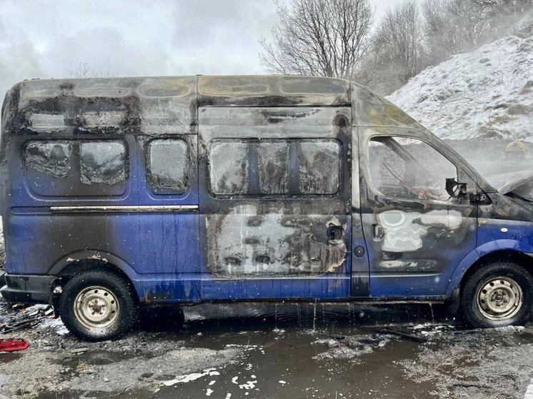     В результате происшествия автомобиль сгорел полностью. фото: пресс-служба МЧС Мурманской области.
