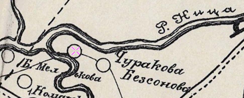 Фрагмент карты Ирбитского уезда 1908 года.