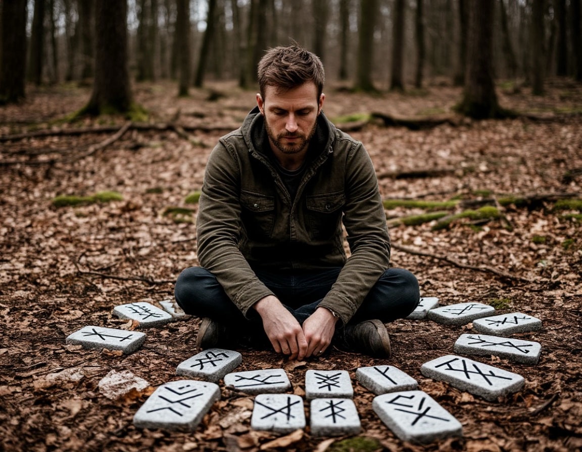 Человек с рунами ИИ