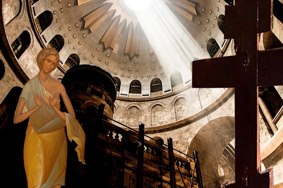 В Иерусалимском храме у Гроба Господня
в день Воздвижения Честного и Животворящего Креста
в покаянии сокрушилось сердце будущей преподобной Марии Египетской